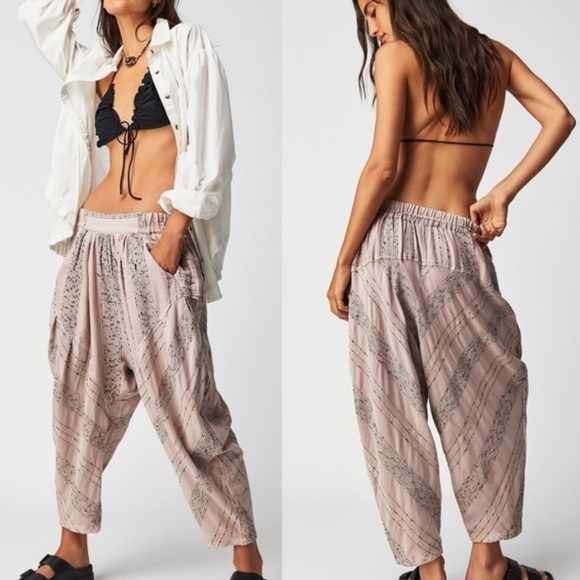 Free People Once Upon Yarn Dye Harem Pants NWOT - Picture 1 of 15
